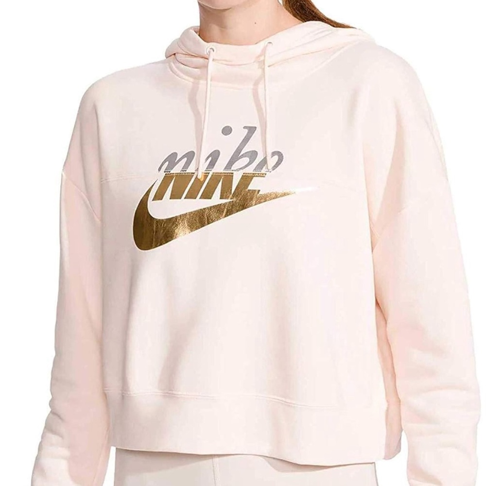 Nike - Women's Rally Metallic Clash Cropped Hoodie Light Pink